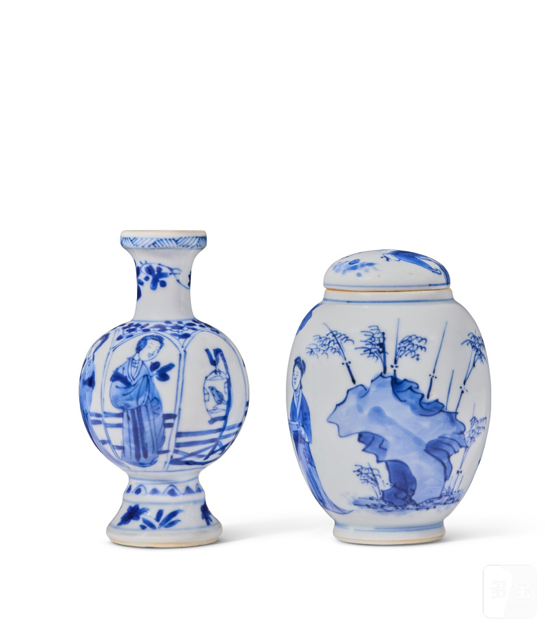 清康熙 青花人物紋瓶及蓋罐 一組兩件  CHINA, QING DYNASTY, KANGXI PERIOD (1662-1722) - 图3